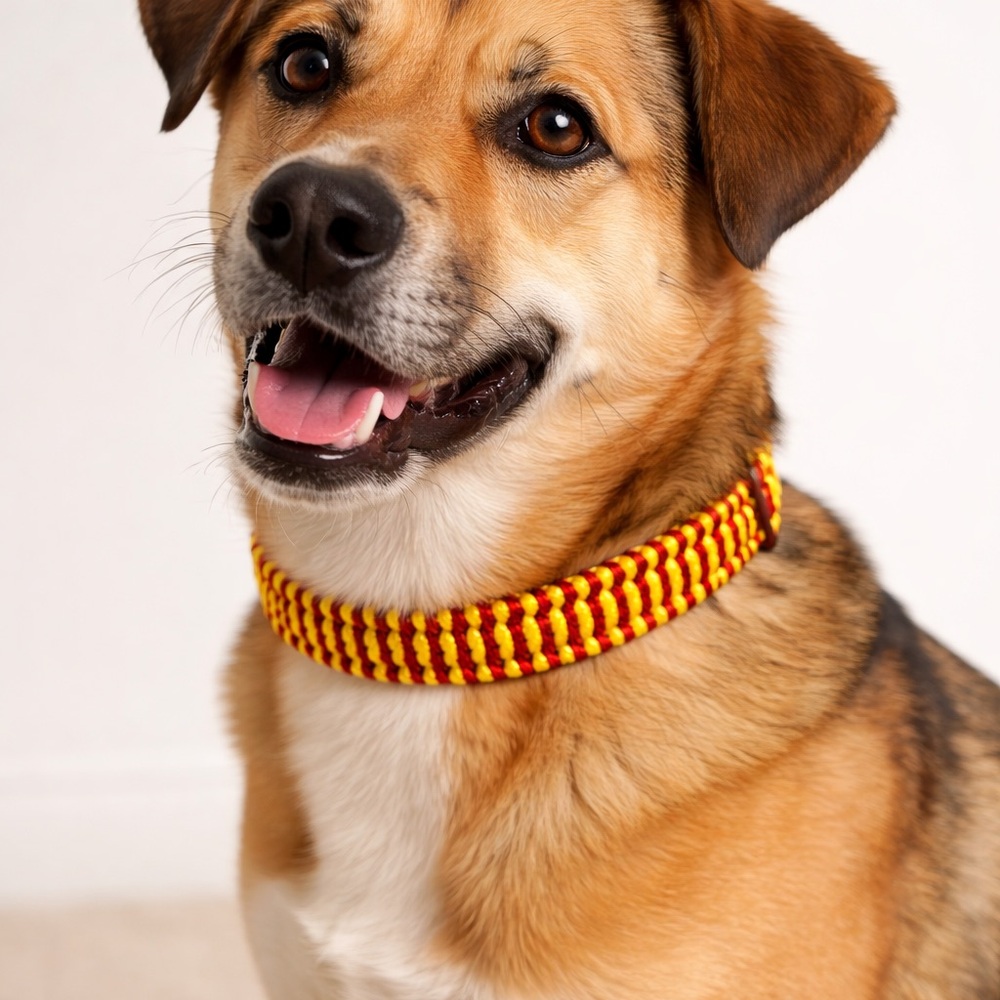 Handmade Yellow and Red Paracord Dog Collar